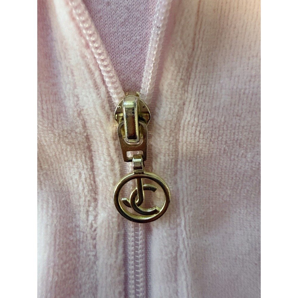 Juicy Couture Pink Velour Full Zip Hoodie Women XL Silver Zip Y2K Track Jacket - Picture 8 of 11